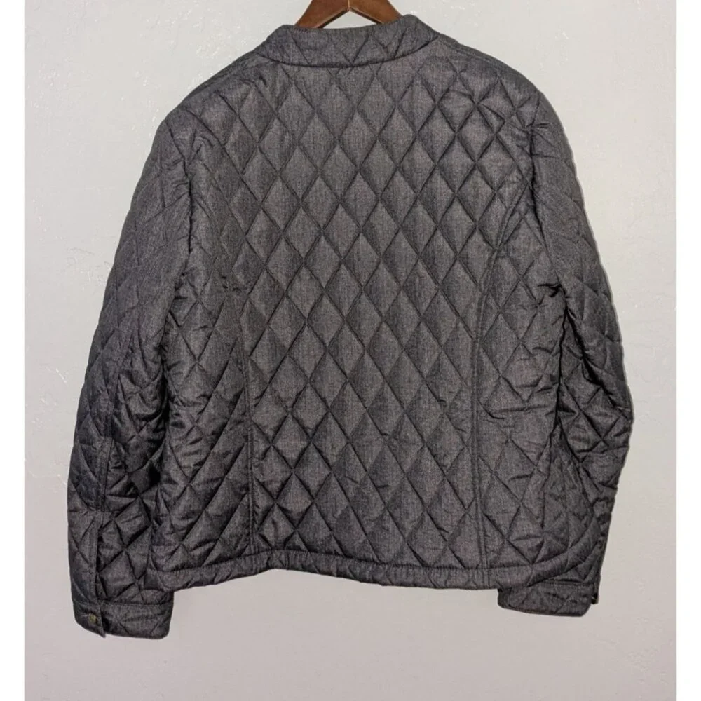Tommy Hilfiger Womens Medium Quilted Jacket Gold Snap Buttons Zipper Gray - Picture 12 of 16